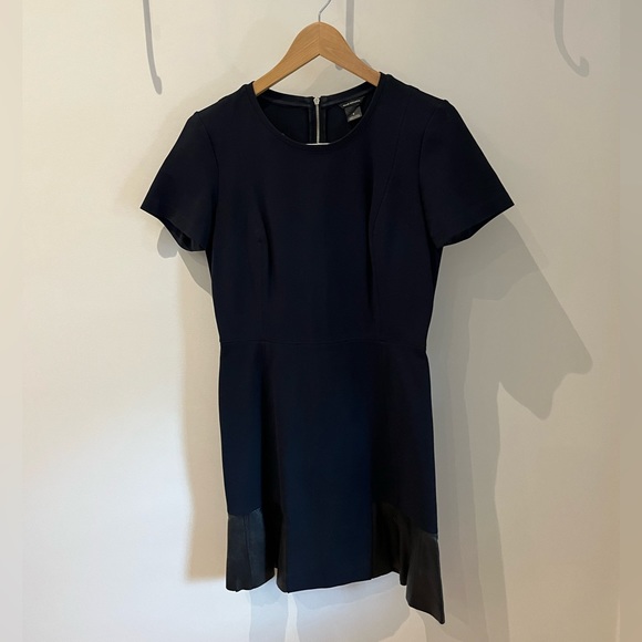 Club Monaco Navy Jane dress with leather tulip hem - Picture 2 of 5